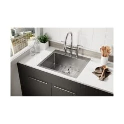 Crosstown 25" Drop In Single Basin Stainless Steel Kitchen Sink With Basin Rack -Bathroom Sales Store elkay ectsr25229tbg alternate view 452