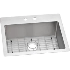 Crosstown 25" Drop In Single Basin Stainless Steel Kitchen Sink With Basin Rack -Bathroom Sales Store elkay ectsr25229tbg alternate view 453