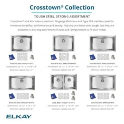 Crosstown 30-1/2" Undermount Single Basin Stainless Steel Kitchen Sink With Basin Rack And Basket Strainer -Bathroom Sales Store elkay efru281610tc alternate view 256