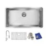 Crosstown 30-1/2" Undermount Single Basin Stainless Steel Kitchen Sink With Single Hole 1.8 GPM Kitchen Faucet, Basin Rack, And Basket Strainer -Bathroom Sales Store elkay efru311610tfc 9219171