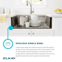 Crosstown 30-1/2" Undermount Single Basin Stainless Steel Kitchen Sink With Single Hole 1.8 GPM Kitchen Faucet, Basin Rack, And Basket Strainer -Bathroom Sales Store elkay efru311610tfc alternate view 973