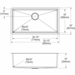 Crosstown 30-1/2" Undermount Single Basin Stainless Steel Kitchen Sink With Single Hole 1.8 GPM Kitchen Faucet, Basin Rack, And Basket Strainer -Bathroom Sales Store elkay efru311610tfc alternate view 979