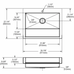 Dart Canyon 35-7/8" Farmhouse Single Basin Stainless Steel Kitchen Sink With Basin Rack -Bathroom Sales Store elkay eldssf36279dbg alternate image 19