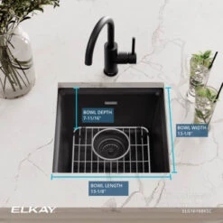 Quartz Classic 15-3/4" Undermount Single Basin Quartz Composite Bar Sink With Basin Rack And Basket Strainer -Bathroom Sales Store elkay elg1616c alternate image 596