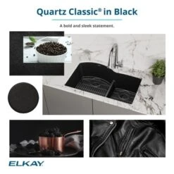 Quartz Classic 15-3/4" Undermount Single Basin Quartz Composite Bar Sink With Basin Rack And Basket Strainer -Bathroom Sales Store elkay elg1616c alternate image 603