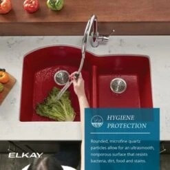 Quartz Luxe 33" Undermount Offset Double Basin Quartz Composite Kitchen Sink With Aqua Divide -Bathroom Sales Store elkay elxhu3322r alternate view 578