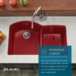 Quartz Luxe 33" Undermount Offset Double Basin Quartz Composite Kitchen Sink With Aqua Divide -Bathroom Sales Store elkay elxhu3322r alternate view 580