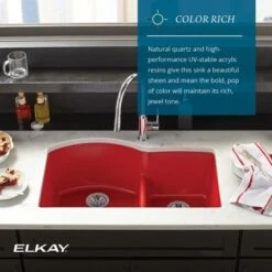 Quartz Luxe 33" Undermount Offset Double Basin Quartz Composite Kitchen Sink With Aqua Divide -Bathroom Sales Store elkay elxhu3322r alternate view 581