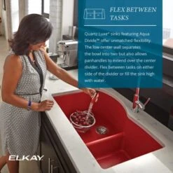 Quartz Luxe 33" Undermount Offset Double Basin Quartz Composite Kitchen Sink With Aqua Divide -Bathroom Sales Store elkay elxhu3322r alternate view 582