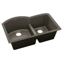 Quartz Luxe 33" Undermount Offset Double Basin Quartz Composite Kitchen Sink With Aqua Divide -Bathroom Sales Store elkay elxhu3322r alternate view 585