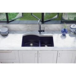 Quartz Luxe 33" Undermount Offset Double Basin Quartz Composite Kitchen Sink With Aqua Divide -Bathroom Sales Store elkay elxhu3322r alternate view 586