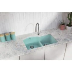 Quartz Luxe 33" Undermount Offset Double Basin Quartz Composite Kitchen Sink With Aqua Divide -Bathroom Sales Store elkay elxhu3322r alternate view 590