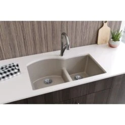 Quartz Luxe 33" Undermount Offset Double Basin Quartz Composite Kitchen Sink With Aqua Divide -Bathroom Sales Store elkay elxhu3322r alternate view 594