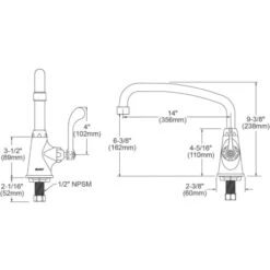 1.5 GPM Deck Mounted Single Wrist Blade Handle Utility Faucet With Brass Handles -Bathroom Sales Store elkay lk535at14t4 alternate image 73