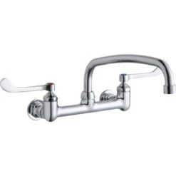 1.5 GPM Wall Mounted Double Wrist Blade Handle Utility Faucet With Brass Handles