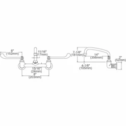 1.5 GPM Wall Mounted Double Wrist Blade Handle Utility Faucet With Brass Handles -Bathroom Sales Store elkay lk940at14t6h alternate image 85