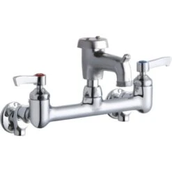 Wall Mount Utility Faucet With Two Handles And 8" Widespread Holes