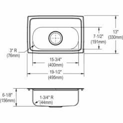 Gourmet 19-1/2" Single Basin Drop In Stainless Steel Bar Sink -Bathroom Sales Store elkay lmr2013 specification image 8341