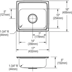 Lustertone 17" Drop In Single Basin Stainless Steel Bar Sink -Bathroom Sales Store elkay lrad171660 alternate view 3776