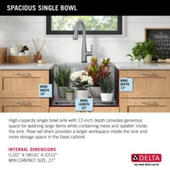 Delta Rivet 24” Workstation Laundry Utility Kitchen Sink Undermount 16 Gauge Stainless Steel Single Bowl With WorkFlow Ledge And Accessories -Bathroom Sales Store eox5zrw4bzzszvt6np79