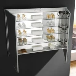 Fresca Luminosa 48" X 36" Lighted Frameless Medicine Cabinet With 4 Shelves And Defogger -Bathroom Sales Store fresca fmc014836 open overhead view 310