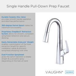 Gerber Vaughn 1.75 GPM Single Hole Pull Down Bar Faucet -Bathroom Sales Store gerber d150518 alternate image 233