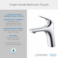 Gerber Lemora 1.2 GPM Single Hole Bathroom Faucet -Bathroom Sales Store gerber d225034 alternate image 23