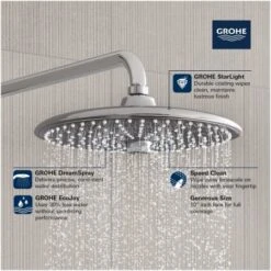 Grohe Grohtherm Euphoria 260 1.8 GPM Multi Function Shower Head With EcoJoy, DreamSpray, And SpeedClean -Bathroom Sales Store grohe 26 456 alternate image 145
