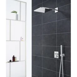 Grohe Rainshower 1.75 GPM Multi Function Square Shower Head With Shower Arm, Flange, And Rough-In Set -Bathroom Sales Store grohe 26 504 alternate image 13