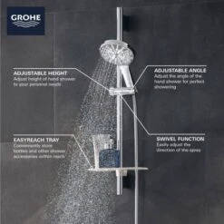 Grohe Rainshower 1.75 GPM Multi Function Hand Shower Package With StarLight, DreamSpray, EcoSpray, Speed Clean And QuickFix - Includes Slide Bar And Hose 16 Grohe Rainshower 1.75 GPM Multi Function Hand Shower Package With StarLight, DreamSpray, EcoSpray, Speed Clean And QuickFix - Includes Slide Bar And Hose -Bathroom Sales Store grohe 26 547 alternate view 45