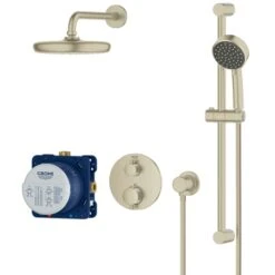 Grohe Grohtherm Thermostatic Shower System With Shower Head, Hand Shower, Slide Bar, Hose, And Valve Trim -Bathroom Sales Store grohe 34 745 alternate 143