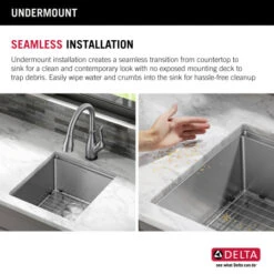 Delta Lorelai 17” Workstation Bar/Prep Kitchen Sink Undermount 16 Gauge Stainless Steel Single Bowl With WorkFlow Ledge And Accessories -Bathroom Sales Store guchwvezleof8fw6crro