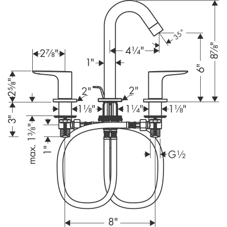 Hansgrohe Logis 1.2 GPM Widespread Bathroom Faucet With EcoRight And ComfortZone Technologies - Drain Assembly Included 4 Hansgrohe Logis 1.2 GPM Widespread Bathroom Faucet With EcoRight And ComfortZone Technologies - Drain Assembly Included - Image 2