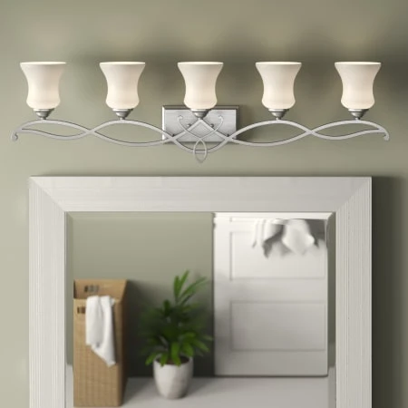 Brooke 5 Light 41-1/2" Wide Bathroom Vanity Light With Etched Opal Glass Shades 4 Brooke 5 Light 41-1/2" Wide Bathroom Vanity Light With Etched Opal Glass Shades - Image 2