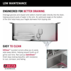 Delta Lorelai 25” Workstation Kitchen Sink Top Mount Drop-In 16 Gauge Stainless Steel Single Bowl With WorkFlow Ledge And Accessories -Bathroom Sales Store hldzk30gmdk271eoudxd