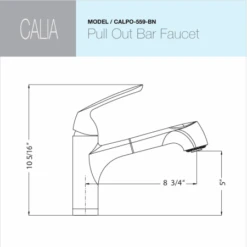 Calia Pull-Out Bar Faucet With CeraDox Lifetime Technology -Bathroom Sales Store houzer calpo 559 dimensional diagram 40