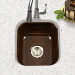 Porcela 15-3/5" Single Basin Undermount Porcelain Enameled Bar Sink With Sound Dampening Technology -Bathroom Sales Store houzer pcb 1750 installed downward front angle 143