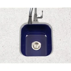 Porcela 15-3/5" Single Basin Undermount Porcelain Enameled Bar Sink With Sound Dampening Technology -Bathroom Sales Store houzer pcb 1750 installed downward front angle 146