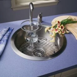 Medallion 17-1/2" Single Basin Drop In 18-Gauge Stainless Steel Bar Sink With Sound Dampening Technology - Basket Strainer Included 8 Medallion 17-1/2" Single Basin Drop In 18-Gauge Stainless Steel Bar Sink With Sound Dampening Technology - Basket Strainer Included -Bathroom Sales Store houzer scf 1830 installed corner angle 193
