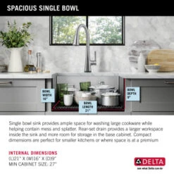 Delta Lenta 23” Undermount 16 Gauge Stainless Steel Single Bowl Kitchen Sink With Accessories 23 Delta Lenta 23” Undermount 16 Gauge Stainless Steel Single Bowl Kitchen Sink With Accessories -Bathroom Sales Store ina0lecf6t1mddocl1ar