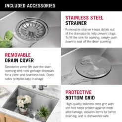Delta Rivet 24” Workstation Laundry Utility Kitchen Sink Undermount 16 Gauge Stainless Steel Single Bowl With WorkFlow Ledge And Accessories -Bathroom Sales Store iqztyxticlki34xdesej