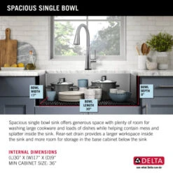 Delta Lenta 32” Undermount 16 Gauge Stainless Steel Single Bowl Kitchen Sink With Accessories -Bathroom Sales Store jw7txfslm63wh4hp2l5w