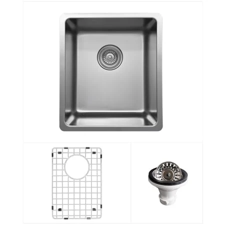 Novaro 15" Undermount Single Basin Stainless Steel Kitchen/Bar Sink With Basin Rack And Basket Strainer 3 Novaro 15" Undermount Single Basin Stainless Steel Kitchen/Bar Sink With Basin Rack And Basket Strainer