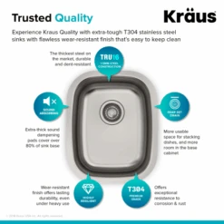 15" Undermount Single Bowl 18 Gauge Stainless Steel Kitchen Sink -Bathroom Sales Store kbu16 05