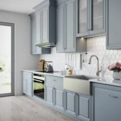 32-7/8" Single Basin 16 Gauge Stainless Steel Kitchen Sink For Farmhouse Installations With Apron Front - Basin Rack And Basket Strainer Included -Bathroom Sales Store khf200 33 04