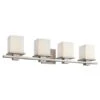 Tully 4 Light 32" Wide Vanity Light Bathroom Fixture With Satin Etched Glass Shades