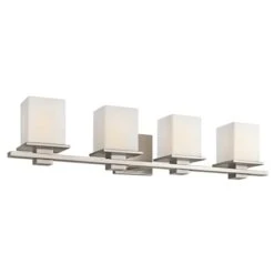 Tully 4 Light 32" Wide Vanity Light Bathroom Fixture With Satin Etched Glass Shades