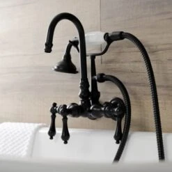 Aqua Vintage Wall Mounted Clawfoot Tub Filler With Built-In Diverter – Includes Hand Shower 19 Aqua Vintage Wall Mounted Clawfoot Tub Filler With Built-In Diverter – Includes Hand Shower -Bathroom Sales Store kingston brass ae7t alternate view 367