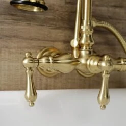 Aqua Vintage Wall Mounted Clawfoot Tub Filler With Built-In Diverter – Includes Hand Shower 20 Aqua Vintage Wall Mounted Clawfoot Tub Filler With Built-In Diverter – Includes Hand Shower -Bathroom Sales Store kingston brass ae7t alternate view 368