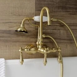 Aqua Vintage Wall Mounted Clawfoot Tub Filler With Built-In Diverter – Includes Hand Shower 22 Aqua Vintage Wall Mounted Clawfoot Tub Filler With Built-In Diverter – Includes Hand Shower -Bathroom Sales Store kingston brass ae7t alternate view 370